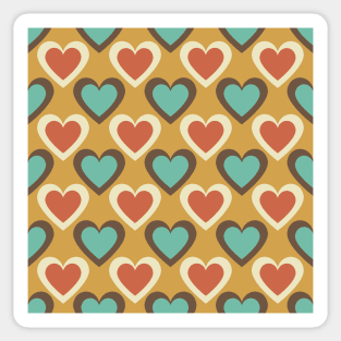 Retro Hearts Pattern in Yellow Sticker